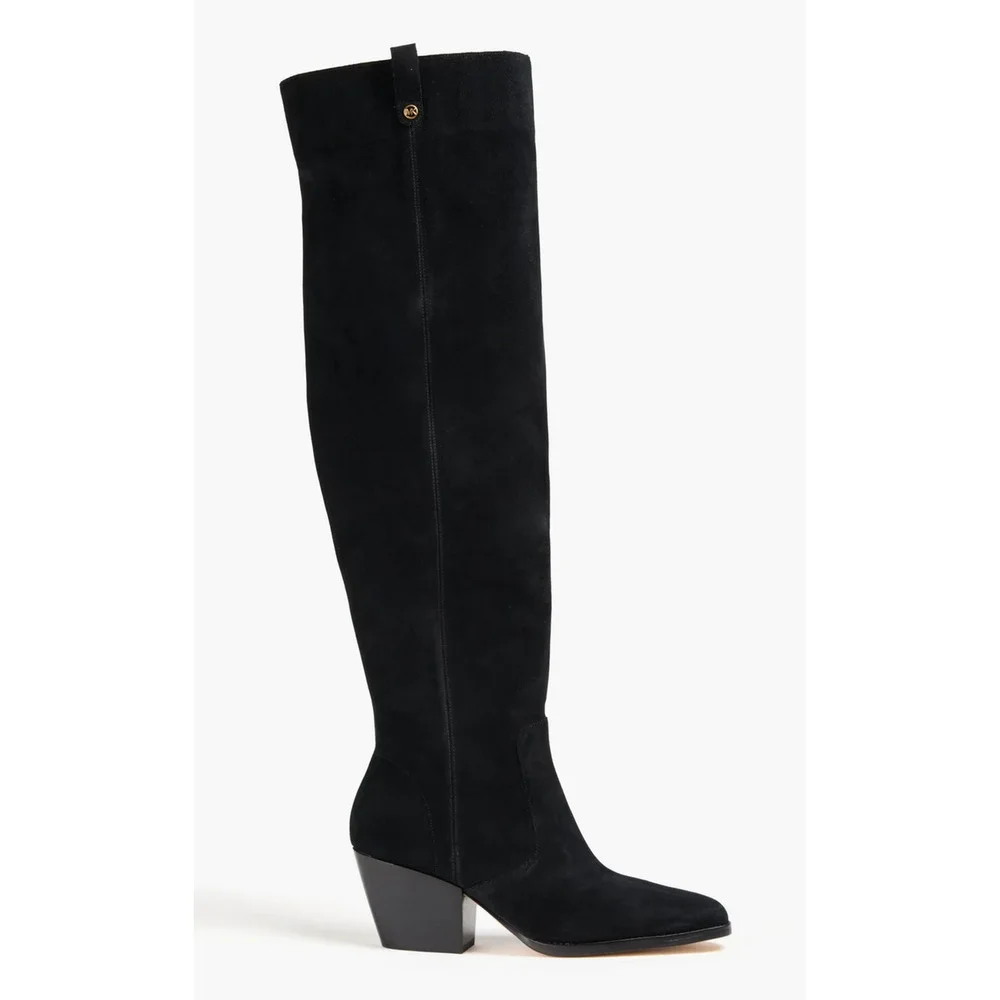 NEW MICHAEL KORS MK BLACK SUEDE HARLOW TALL OVER THE KNEE HIGH BOOTS SIZE 6.5